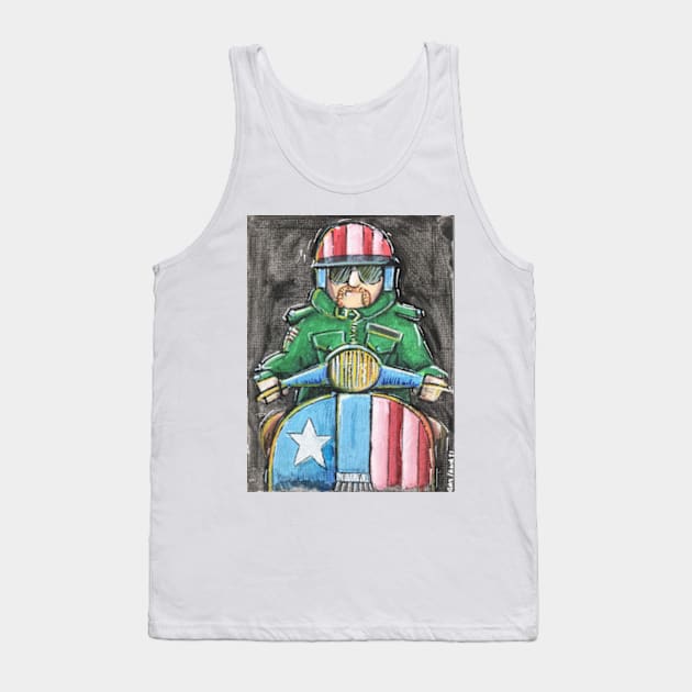 Retro Scooter, Classic Scooter, Scooterist, Scootering, Scooter Rider, Mod Art Tank Top by Scooter Portraits